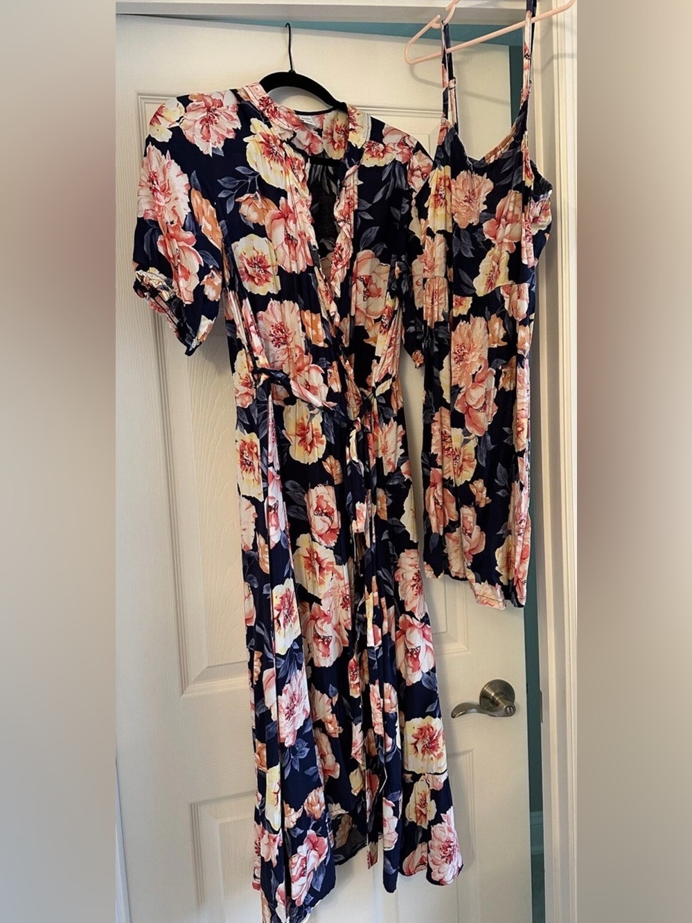 Old Navy Floral Wrap Dresses with Coral & Cream Blooms - Mom & Me Two Dresses